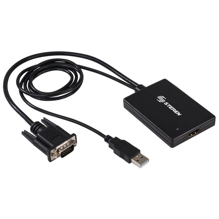 Adaptador VGA+Audio a HDMI - Convierte una salida VGA+Audio a HDMI -  Resolución 1080p/720p - Entrada VGA+Audio - Salida HDMI - PT RENOVADO