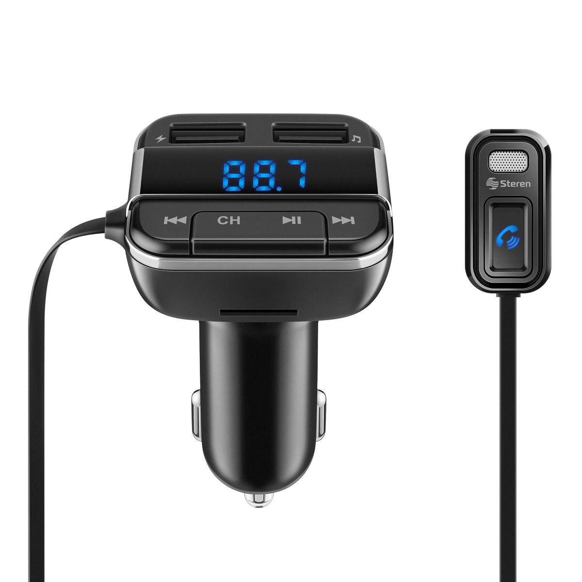  Transmisor FM Bluetooth para coche, 4.2 Bluetooth manos libres  kit de coche FM voltaje de radio FM cargador de coche USB dual reproductor  de música compatible con iOS Android Smartphones Tablet