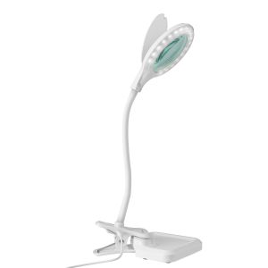  STEREN Lámpara de escritorio de bajo consumo con lupa 5X, ideal  para leer, pasatiempos, manualidades, banco de trabajo, color blanco : Todo  lo demás