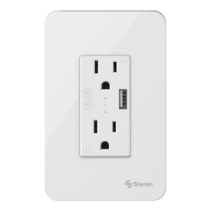 Doble contacto Wi-Fi y cargador USB, con placa para pared